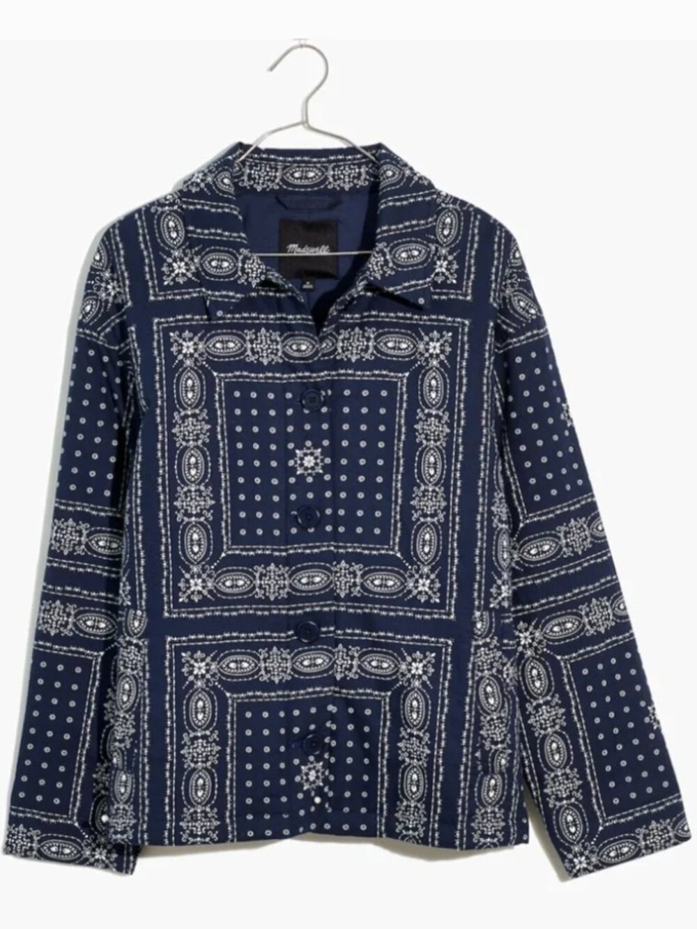 Madewell Navy Blue Bandana Print Button-Up Jacket S NWT